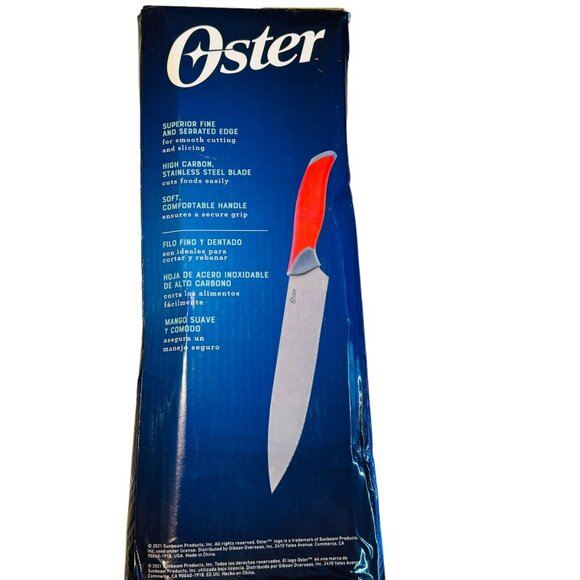 Oster 14-Piece Stainless Steel Cutlery Set With Red Handles & Wood Block - Picture 5 of 8